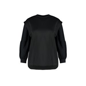 Trendyol Black Sleeve Detailed Diving/Scuba Knitted Sweatshirt