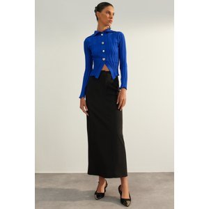 Trendyol Limited Edition Saxe Blue Turndown Collar Button Detailed Knitwear Cardigan