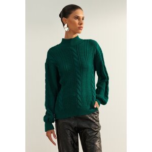Trendyol Limited Edition Green Back Lace Detail Hair Braided Knitwear Sweater