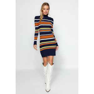 Trendyol Navy Blue Mini High Neck Knitwear Dress