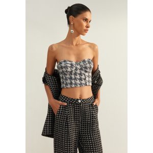 Trendyol Limited Edition Multicolored Plaid Crop Knitted Sequin Sequined Bustier