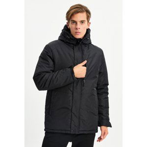 River Club Men's Black Fleece Hooded Water And Windproof Sports Winter Coat & Parka