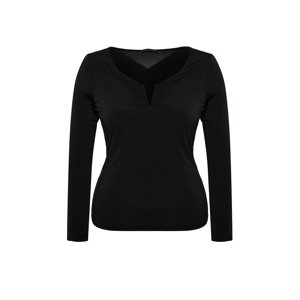 Trendyol Curve Black V-Neck Knitted Blouse