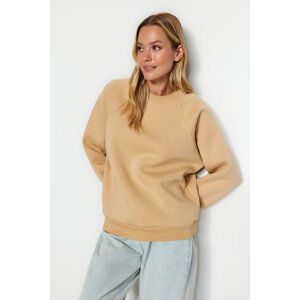 Trendyol Mink Relaxed Basic Raglan Sleeve Crew Neck Knitted Sweatshirt