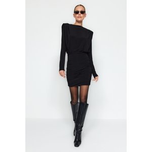 Trendyol Black Waisted Draped Fitted Mini