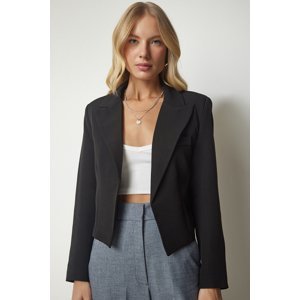 Happiness İstanbul Women's Black Double Breasted Collar Blazer Jacket