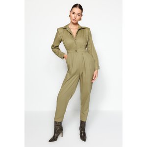 Trendyol Khaki Padded Shirt Collar Woven Overalls