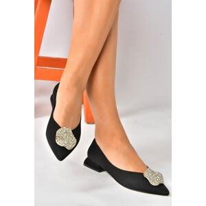 Fox Shoes Black Fabric Daily Women's Low Heeled Shoes