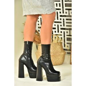 Fox Shoes Black Platform Thick Heeled Women's Boots