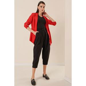 By Saygı Shalwar Trousers with Elastic Waist Button and Side Pocket
