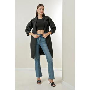 By Saygı Double Breasted Neck Waist Belted Lined Trench Coat