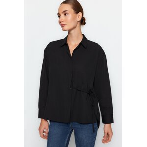 Trendyol Black Woven Shirt with Waist Tie Detail