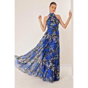 By Saygı Halterneck Lined Floral Long Tulle Dress Saks