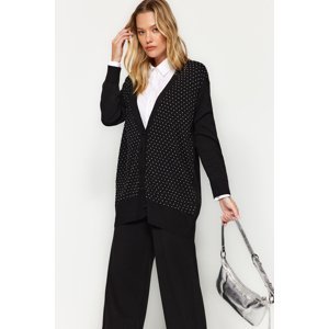 Trendyol Black Stone Cardigan-Pants Knitwear Two Piece Set