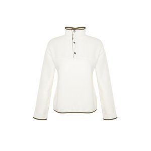 Trendyol Beige High Neck Snap Fastener Regular/Regular Fit With Pocket Color Block Fleece Knitted Sweatshirt
