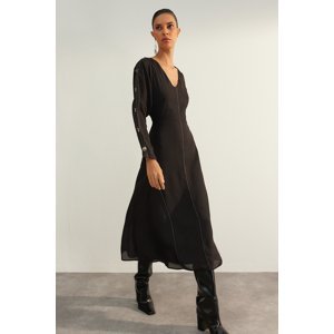 Trendyol Limited Edition Black A-Line Stitch Detail Woven Dress