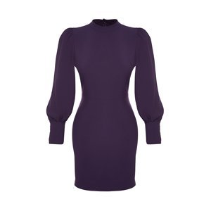 Trendyol Purple Shoulder Detailed High Neck Woven Dress