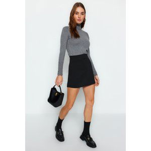 Trendyol Black Interlock High Waist Zipper Mini Knitted Skirt