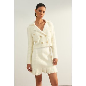 Trendyol Limited Edition Ecru Soft Textured Jacket Form Knitwear Cardigan