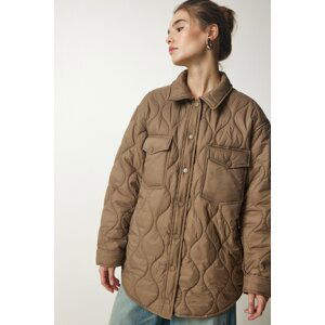 Happiness İstanbul Women's Mink Pocket Oversize Quilted Coat