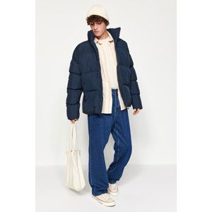 Trendyol Navy Blue Unisex Oversize Fit Stand Collar Puffer Coat