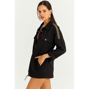Cool & Sexy Women's Black Snap-On Denim Shirt Jacket IS2120