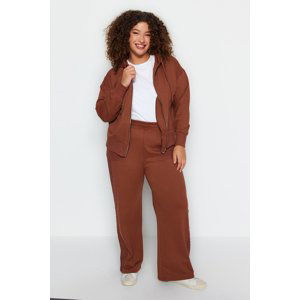 Trendyol Curve Brown Wide Cut Thin Knitted Tracksuit Set