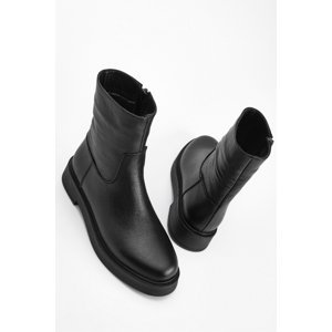 Marjin Women's Genuine Leather Thick Sole Daily Boots Zervas Black.