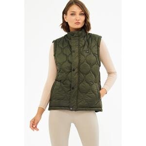 D1fference Women's Water And Windproof Onion Pattern Quilted Khaki Vest