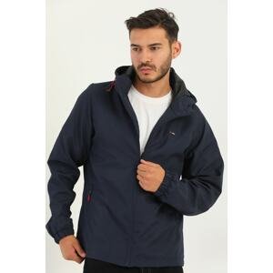 D1fference Men's Navy Blue Inner Lined Waterproof And Windproof Hooded Pocket Sports Raincoat