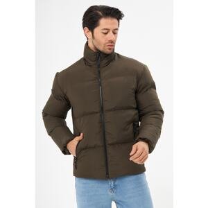 D1fference Men's Khaki Inner Lined Water And Windproof Puffer Winter Coat