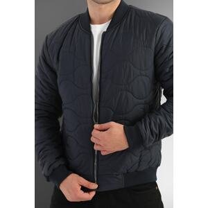 D1fference Men's Navy Blue Water And Windproof Quilted Patterned Winter Coat