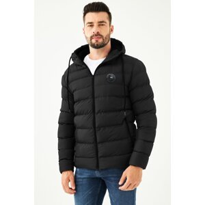 D1fference Men's Black Fleece Waterproof And Windproof Hooded Sports Winter Puffer Coat