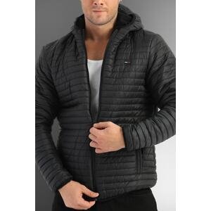 D1fference Men's Black Inner Lined Water And Windproof Hooded Winter Coat.