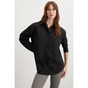 GRIMELANGE Celia Women's 100% Cotton Oversize Fit Black Shirt