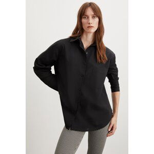 GRIMELANGE Celia Women's 100% Cotton Oversize Black Shirt
