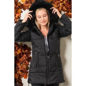 Z6668 DEWBERRY WOMEN'S COAT-PLAIN BLACK