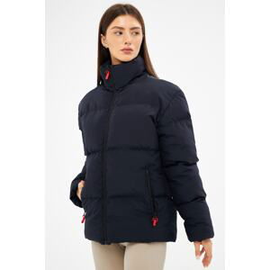 D1fference Women's Navy Blue Inflatable Winter Coat, With Inside Lined, Water And Windproof.