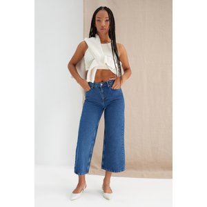 Trendyol Blue High Waist Culotte Jeans