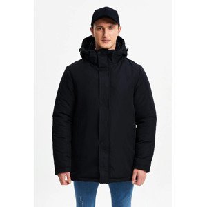 D1fference Men's Black Lined Removable Hooded Water And Windproof Winter Coat & Parka
