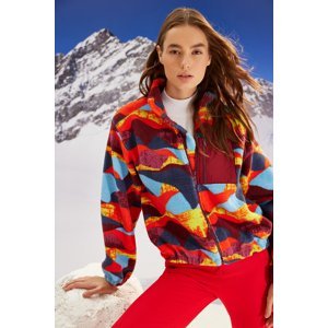 Trendyol Winter Essentials Tile Thick Fleece Patterned Pocket Detailed Zipper Long Sleeve Knitted Sweatshirt