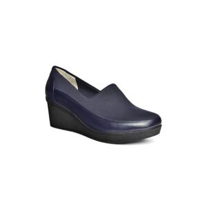 Fox Shoes R908059003 Navy Blue Genuine Leather Wedge Heels Women's Shoes