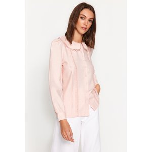 Trendyol Pink Lace Detailed Woven Shirt