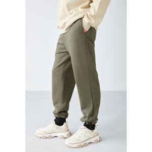 GRIMELANGE Internal Men's Leg Stopper Elastic Comfort Fit Soft Fabric Khaki Sweatpant