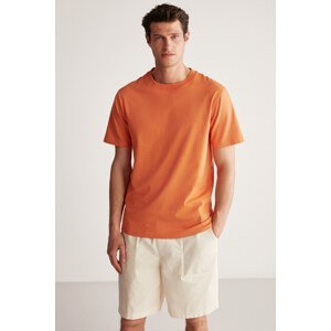GRIMELANGE Rudy Men's Slim Fit 100% Cotton Medium Orange T-shirt
