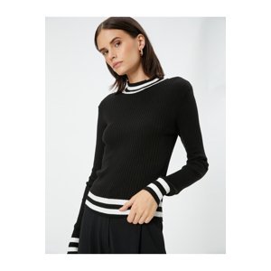 Koton Knitwear Sweater Ribbed Crew Neck Long Sleeve Stripe Detailed