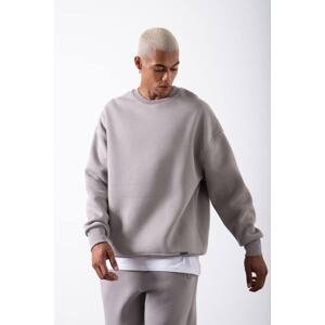 XHAN Gray Organic Cotton Raised Oversize Sweatshirt