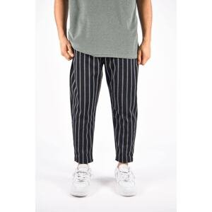 XHAN Black Striped Pattern Relaxed Trousers