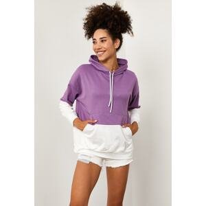 XHAN Women's Lilac Patchwork Sweatshirt