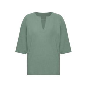 XHAN Green V-Neck Poor Sleeve Oversized Linen Shirt 2x2-45964-08